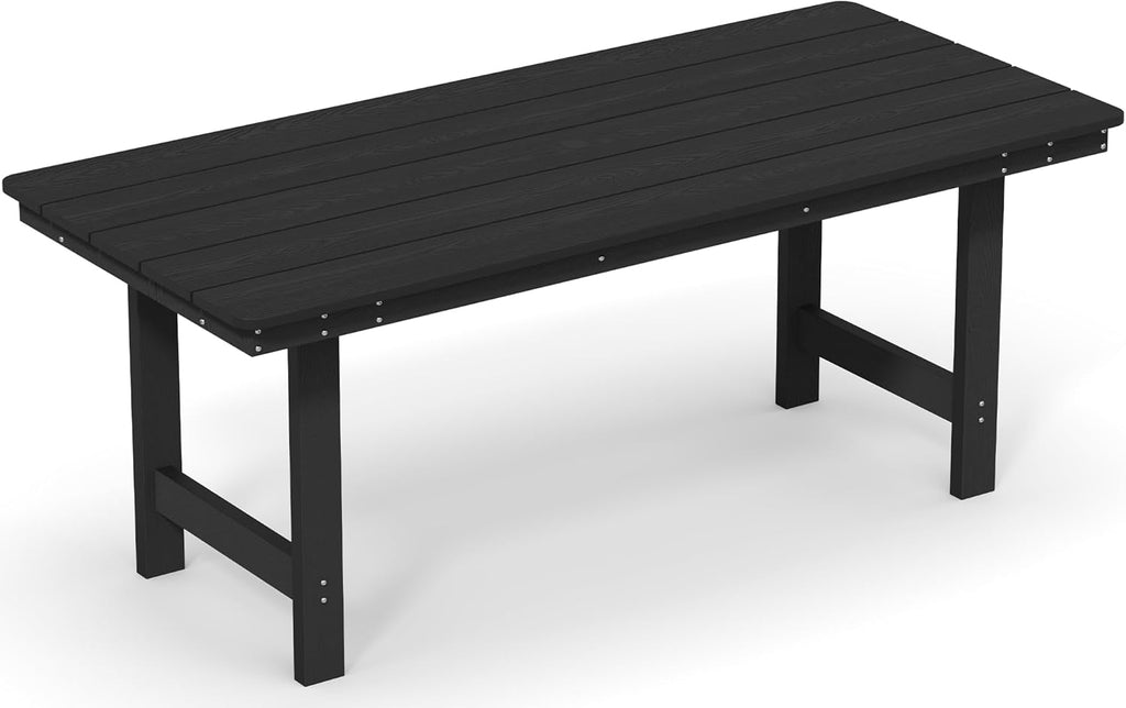 PIZZELLO Patio Dining Table for 6, 66" Rectangular HDPE Outdoor Dining Table with 1.8" Umbrella Hole, All Weather Outdoor Patio Table for Lawn Backyard Garden, Black