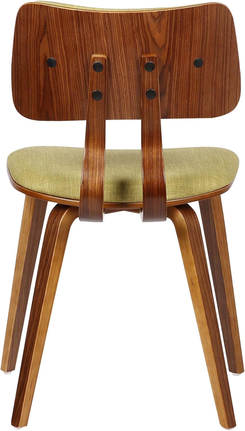 Armen Living Jaguar Mid-Century Dining Chair in Walnut Wood and Green Fabric