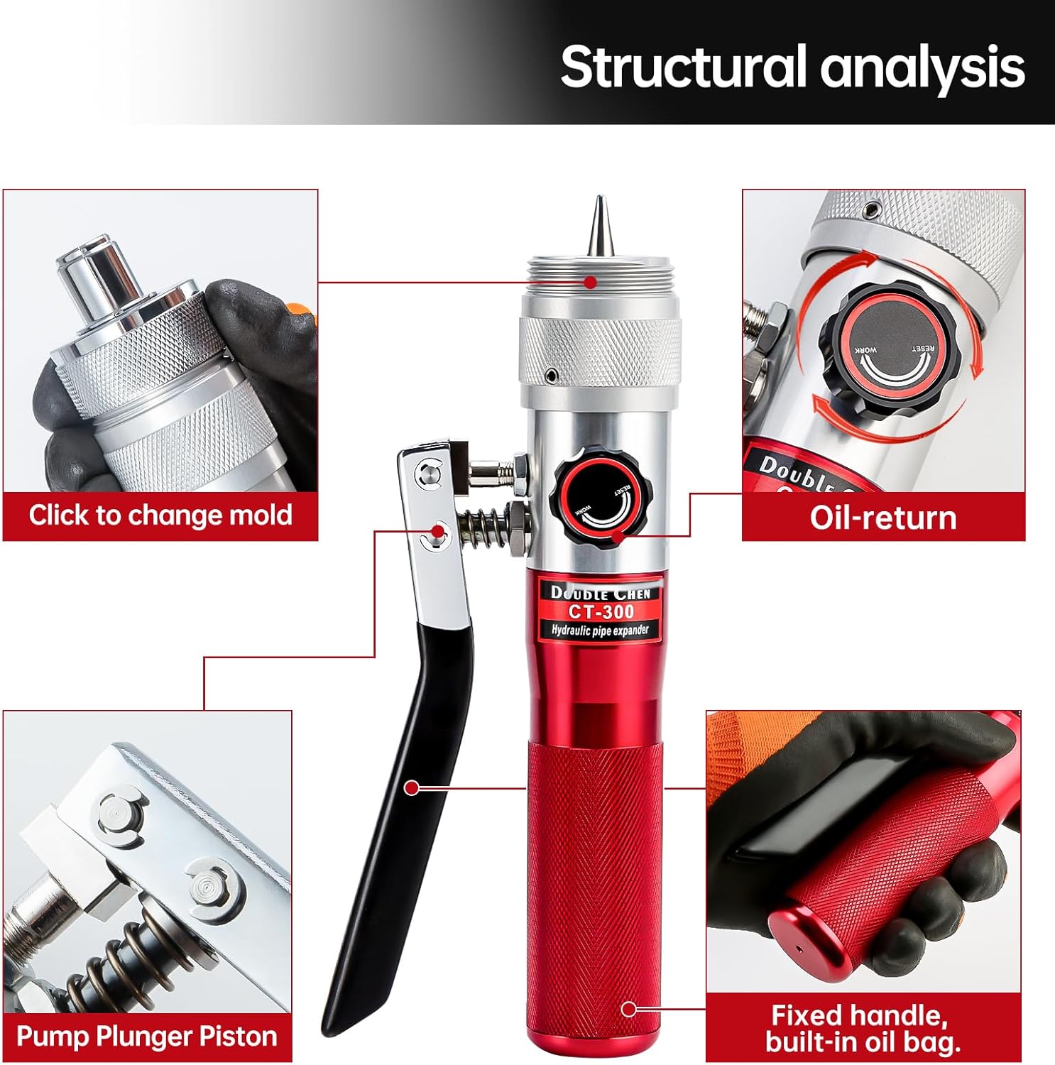 HVAC Swaging Tools Kit Hydraulic Copper Pipe Tube Expander Tool 3/8, 1/2, 5/8, 3/4,7/8,1,1-1/8 Inch