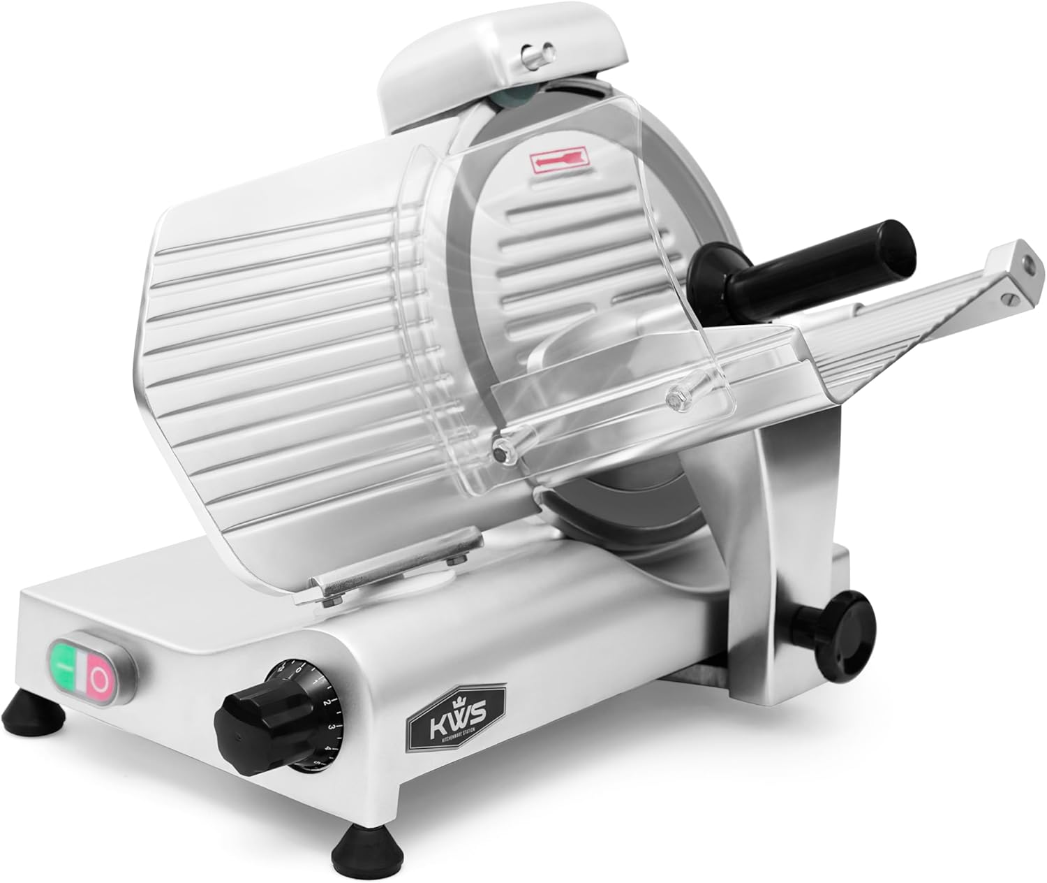 KWS 10NS Commercial 10" Meat Slicer, 320W High-Torque Motor, Precision Stainless Steel Blade, Deli-Style Thin Slicing, Built-In Sharpener, Heavy-Duty Aluminum Body for Meat, Cheese & Semi-Frozen Foods