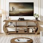 Tribesigns 63" TV Stand for 55/60/65/75-Inch TVs, Farmhouse Entertainment Center with Open Storage Shelves, Wooden Media TV Console for Living Room, Bedroom, Rustic Brown