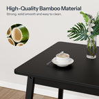HOOBRO Bamboo Dining Table, Square Dining Table for 2, 27.6" Kitchen Table for Small Space, Writing Table, Easy to Assemble, for Dining Room, Living Room, Office, Kitchen, Apartment, Black BK70CZ01G1