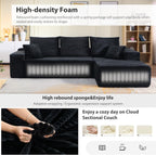 95" Cloud Sectional Couch with L-Shape Chaise, Modern Cloud Couch with Deep Seat, Modular Sectional Couches for Living Room, Apartment, Office, No Assembly Required
