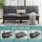 SUNLEI Small Futon Sofa Bed, Folding Futon Bed Sleeper Couch Recliner for Living Room, Convertible Cloud Sofa Couch with Adjustable Backrest for Apartment & Office Velvet, Parloma