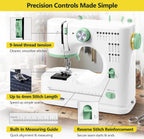 Mini Sewing Machine, 16 Stitches Dual Speed Portable Sewing Machine, Double Needle & Thread with Foot Pedal, LED Light and Sewing Kit, Easy to Use for Beginners, DIY Craft & Clothing Repair