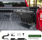 VEVOR Truck Bed Storage Box, Compatible with Chevrolet Silverado 1500 GMC Sierra 1500 2019-2020 R, Waterproof ABS Wheel Well Tool Box with Lockable Lid, 6.6 Gal/25 L Toolbox, Passenger Side, Black