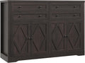 HOSTACK 55" Coffee Bar with 4 Large Drawers, 40" Tall Buffet Cabinet with Storage, Kitchen Storage Cabinet, Modern Farmhouse Sideboard Buffet, Adjustable Shelves for Living Room, Dark Brown