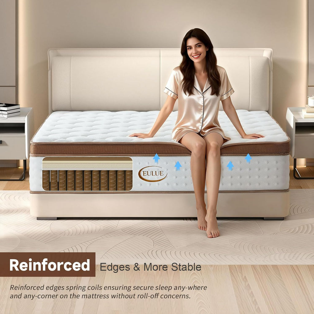 King Size Mattress 14 Inch, Hybrid Memory Foam Mattress in a Box .Medium Firm with Zoned Pocket Coils Support and Motion Isolation Design,CertiPUR-US Certified,80"*76"