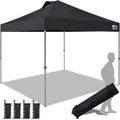 Eurmax USA NOMATTER ONE-Person Open&Close 10x10ft Pop Up Canopy Tent .Portable Shelter Canopy for Outdoor Events .Instant Canopies  Temporary Sunshade Bonus 4 Sand Bags(Black)