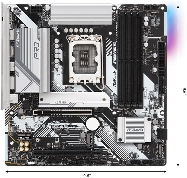 ASRock B760M Pro RS Motherboard DDR5 7200MHz HDMI DisplayPort eDP PCIe Gen5 (Graphics) 14th 13th 12th Gen Intel Core Processors LGA1700 192GB