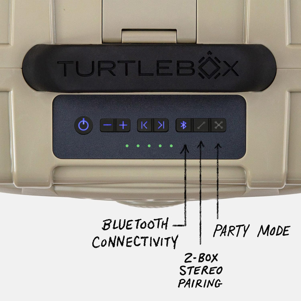 Turtlebox Original Gen 3: Portable Outdoor Bluetooth Speaker – Ultra-Loud (120dB)  Waterproof (IP67)  Rugged  Impact-Resistant  3-Day Battery | Party Mode: Unlimited Pairing for Stereo Sound  Tan
