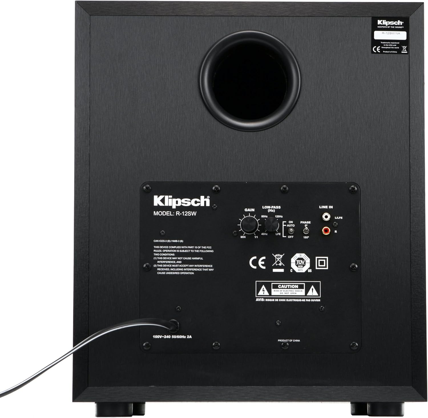 Klipsch R-12SW Powerful Deep Bass Front Firing 12" Copper-Spun Driver 400W Digital Power Subwoofer 14" X 18.5" X 16"