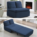 ijuicy 3 in 1 Twin Size Pull Out Sofa Bed Linen Sleeper Sofa with Pullout Bed, Convertible Loveseat Couch Beds with Pillows and Tri-fold Mattress for Small Space Apartment, Dark Blue