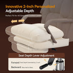 M76 160° Reclining Office Chair with Footrest, 10" Thick Cloud Cushion Executive Desk Chair, Extra Wide Cross-Legged Ergonomic Chair for Big and Tall, Adjustable Seat Depth, Easy Assembly, Cream