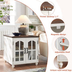 Farmhouse Coffee and end Tables 3-Piece Set,Wood 48" Center Table with 4 Drawers,Large Sofa Side Table with Charging Station & with Glass Barn Door Storage for Home Living Room Hallway,White