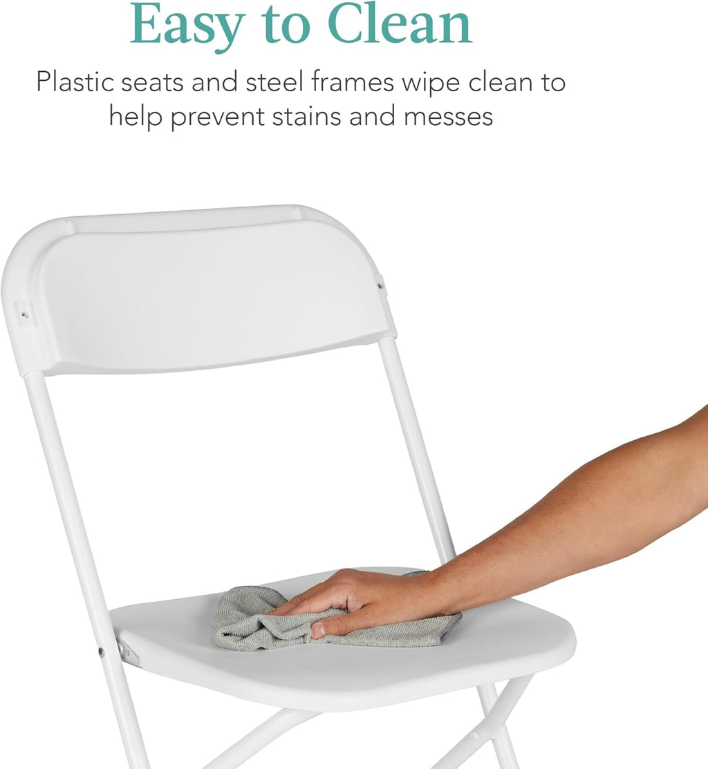 Best Choice Products Set of 10 Plastic Folding Chairs, Portable Stacking Indoor Outdoor Seating for Home, Yard, Garden, Parties, Events w/Non-Slip Feet, 350lb Weight Capacity - White