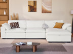 WEUP 120" Oversized Cloud Modular Sectional Sofa for Living Room, L Shaped Cloud Couch with Storage Ottoman, Down-Filled Wide Deep Seat, Solid Wood Frame, Tool Free Assembly, Beige