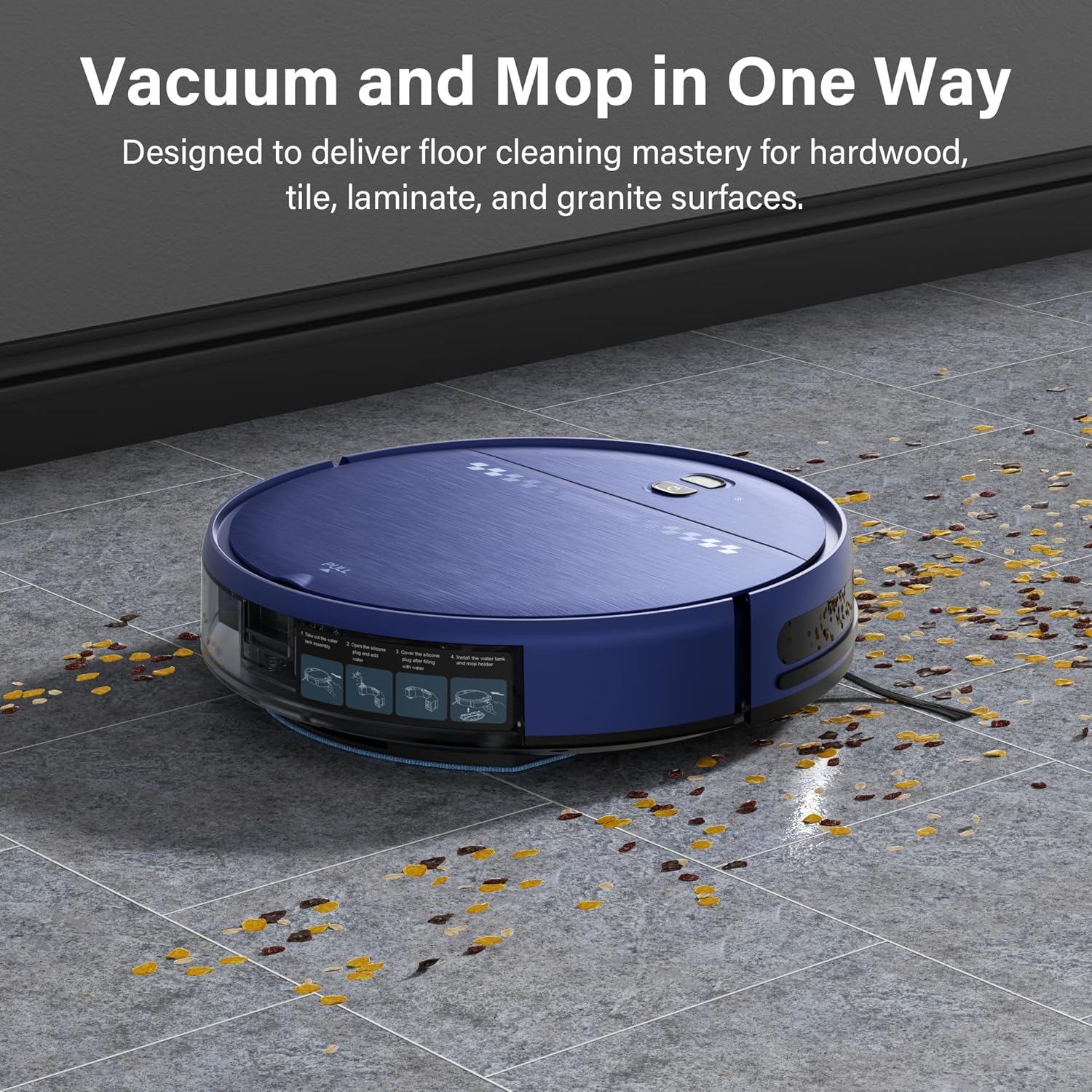 Robot Vacuum and Mop Combo, 2-in-1 Robot Vacuum Cleaner, 2.87'' Slim Design, Wi-Fi/App/Voice Control, 3D Obstacle Avoidance & Self-Charging Robotic Vacuum for Hard Floors, Carpets, Pet Hair