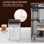 Super Automatic Espresso Machine & Coffee Maker, 20Bar Pressure, Built-in Conical Burr Grinder & Milk Frother, 6 One-Touch Recipes, Auto Clean, 1.5l Water Tank, for Home Office, 120v, Grey