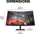 HP OMEN 32c QHD 165Hz Curved Gaming Monitor  QHD Display (2560 x 1440)  VA Panel  99% sRGB  90% DCI-P3  16:9  AMD FreeSync Premium Technology  32c (2023)