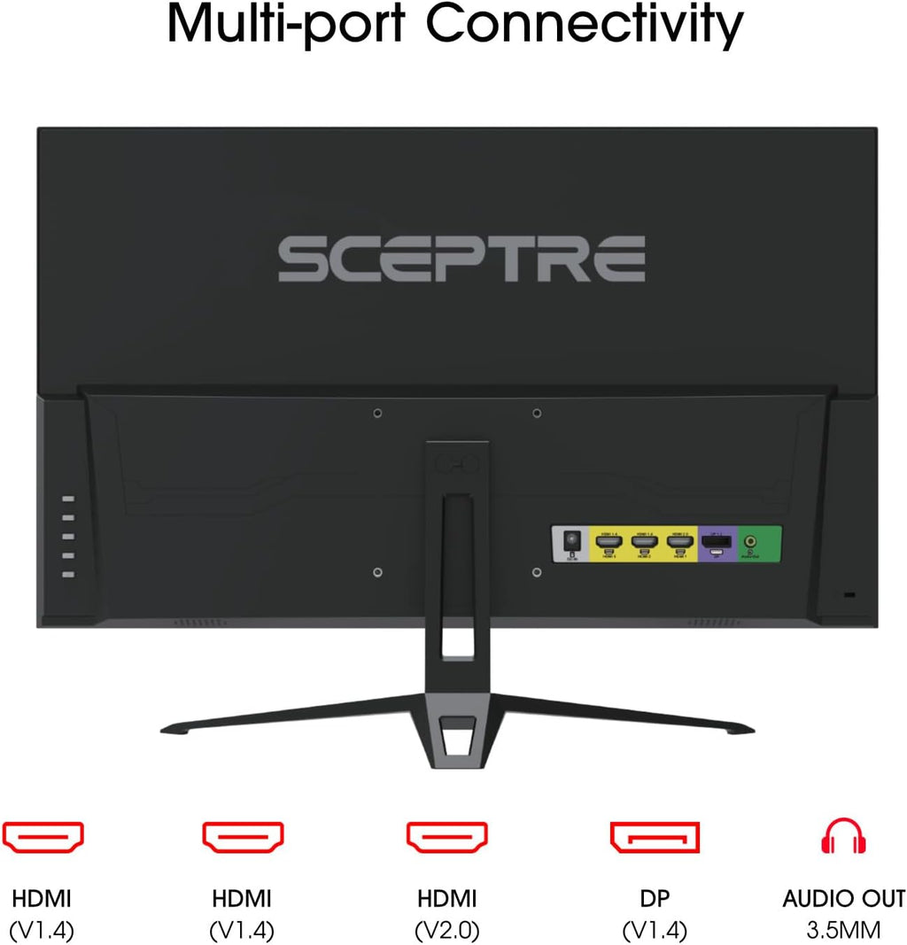 Sceptre New 27-Inch Gaming Monitor  FHD 1080p  Up to 180Hz  1ms  DisplayPort  HDMI x3  FreeSync  FPS/RTS  100% sRGB  Built-in Speakers  Machine Black (E275B-FPT165 Series  2026)