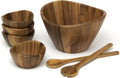 Lipper International 1174-7 Acacia Wave Bowl Set with Servers