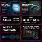 HP Omen 45L RTX 5080 Gaming Desktop  Intel Ultra 9 285K  64GB DDR5 RAM  2TB SSD  RGB Light Studio  DP  RJ-45  Black  Windows 11 Home