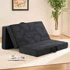 Trifold Mattress, 6 Inch Memory Foam Tri-Fold Mattress Queen Size, Foldable Sofa Bed with Washable Cover, Handles and Non-Slip Bottom for Yoga, Living Room, Camping, 78"x 58" x 6", Black