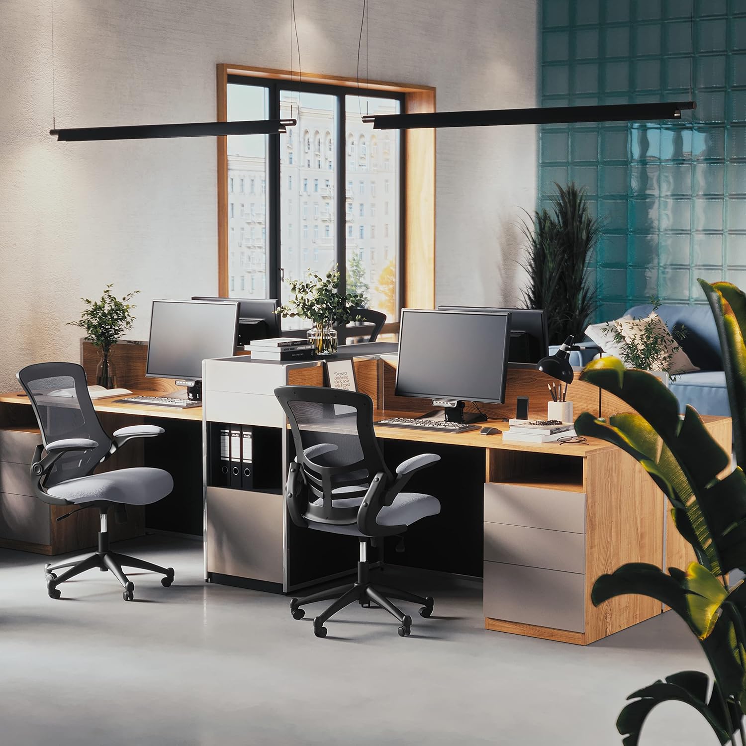 Flash Furniture Kelista Office Chair, Ergonomic, Mid-Back, Dark Gray Mesh with Swivel