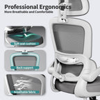 TRALT Office Chair Ergonomic Desk Chair, 330 LBS Home Mesh Office Desk Chairs with Wheels, Comfortable Gaming Chair, High Back Office Chair for Long Hours (White)