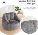 MAXYOYO Bean Bag Chair, Comfy Bean Bag Sofa with Back Support, Faux Fur Bean Bag Chair for Adults and Kids, Stuffed Floor Sofa for Living Room, Bedroom, Apartment, Grey