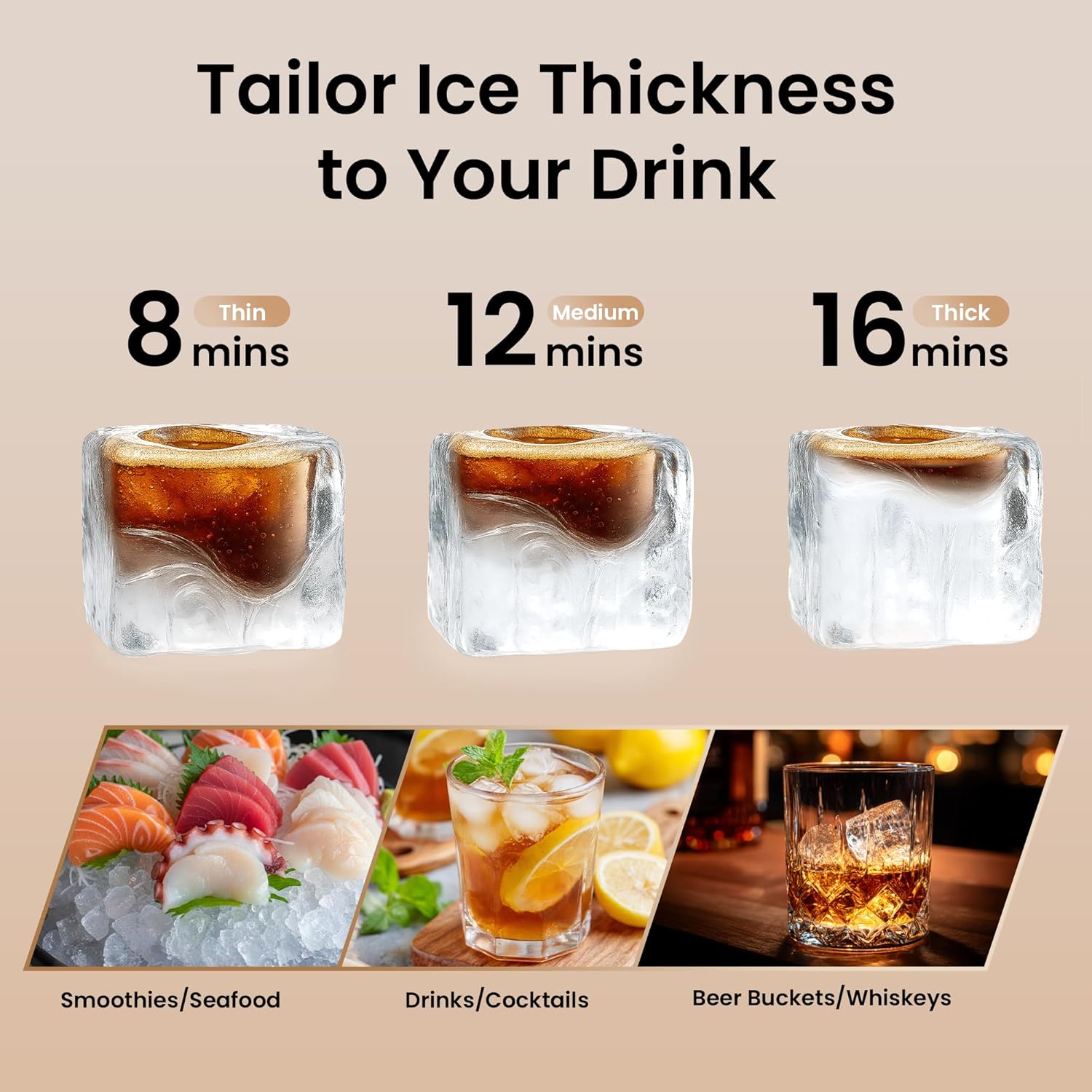15” Under Counter Ice Maker Machine, 130 Lbs/Day with 30 LBS Storage Bin, Built-in Freestanding Stainless Steel Ice Maker with Auto-Cleaning, Smart LCD Panel, for Commercial & Home Outdoor Use
