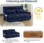 MAXYOYO Adjustable Floor Sofa Couch with 2 Pillows, Multi-Functional Bean Bag Bed, 5-Position Foldable Lazy Sofa Sleeper Bed with Armrest, Versatile Floor Seating for Reading, Navy, Double