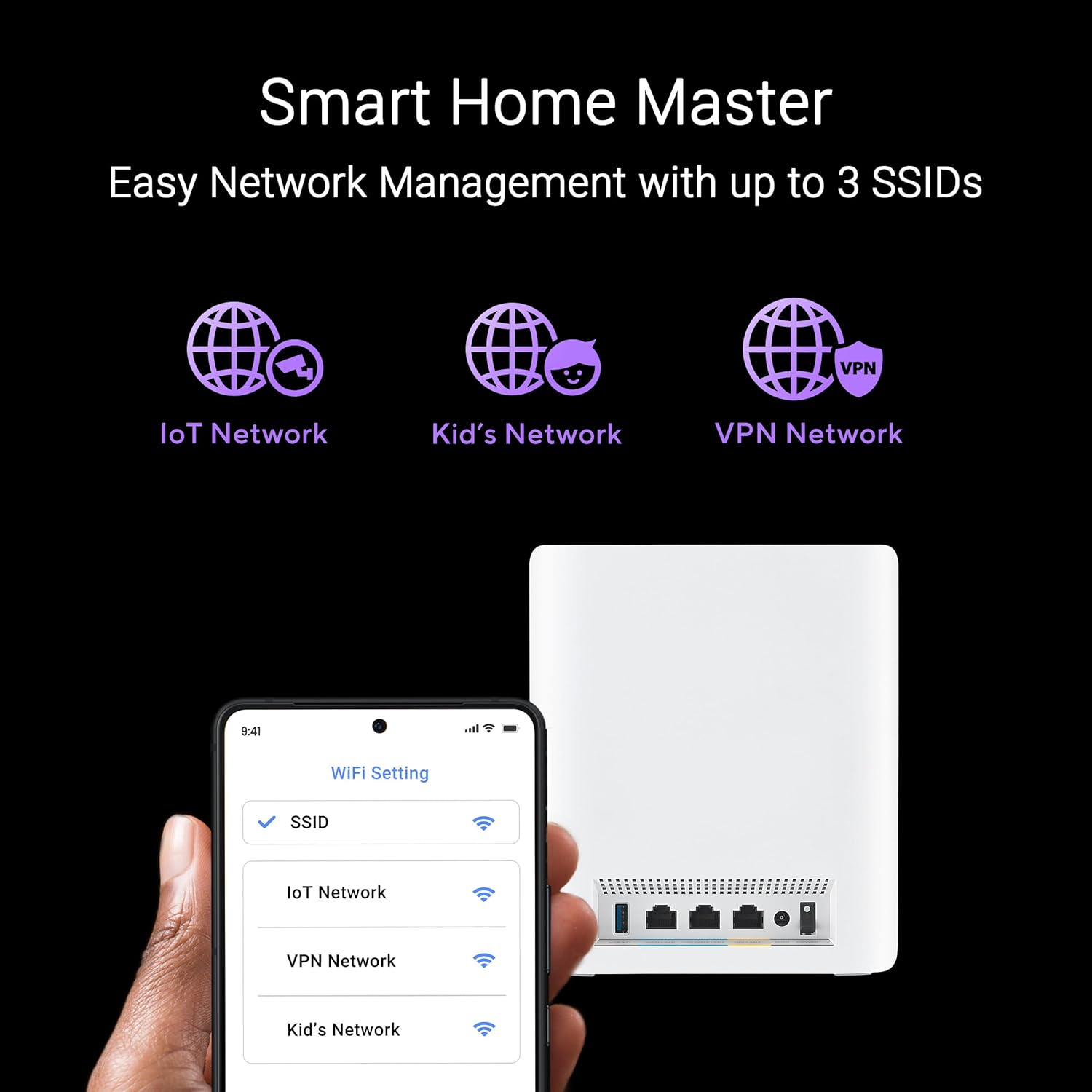 ASUS ZenWiFi BT10 Tri-Band WiFi 7 Mesh  18 Gbps  3000 sq.ft (1pk)  Dual 10G Ports  Security and Parental Controls Included  Smart Home Master SSIDs  4G & 5G Mobile Tethering
