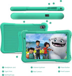 PRITOM 10 inch Kids Tablet Android 14 Tabletas 32GB, Quad-Core, 6000mAh, Large HD IPS Display, WiFi 6, Dual Camera, Bluetooth, Toddler Tablet for Kids Age 3+, Green