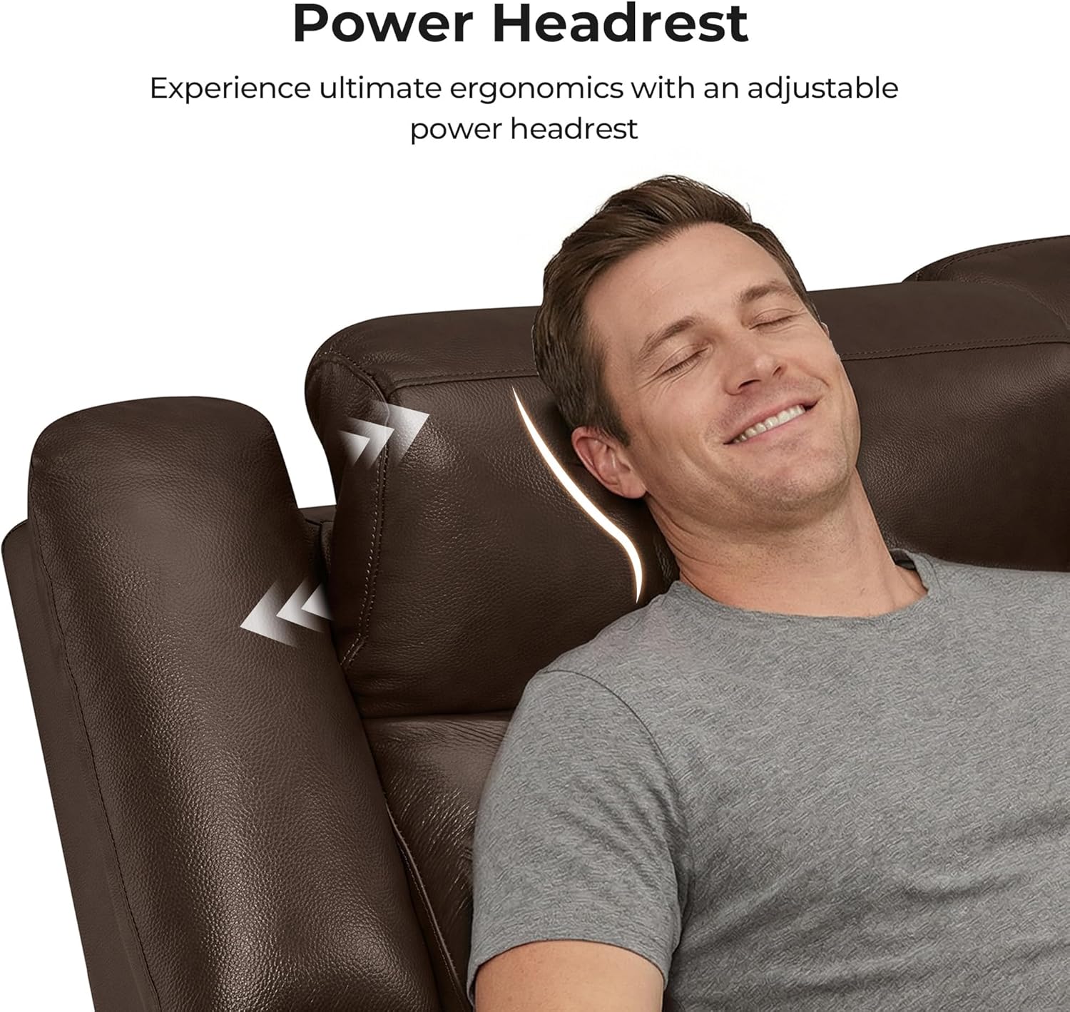 CHITA Genuine Leather Power Recliner Sofa, Wall Hugger Reclining Loveseat with Power Headrest, Charging Ports, Reclining Sectional Couch for Living Room, RV, Dark Brown