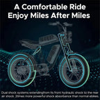 1000W Electric Bike for Adults, Retro-Style, 28mph, 94 Miles Range, 20 Fat Tires, Full Suspension, UL Certified
