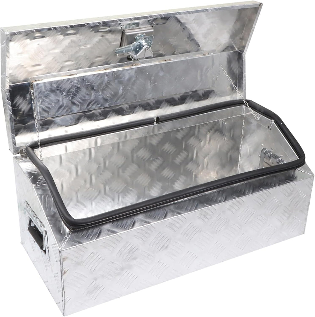 30 Aluminum Trailer Tool Box Chest box Pickup Truck Bed Storage Toolboxes Organizer Side Handle, Lock w/ 2 Keys, Silver
