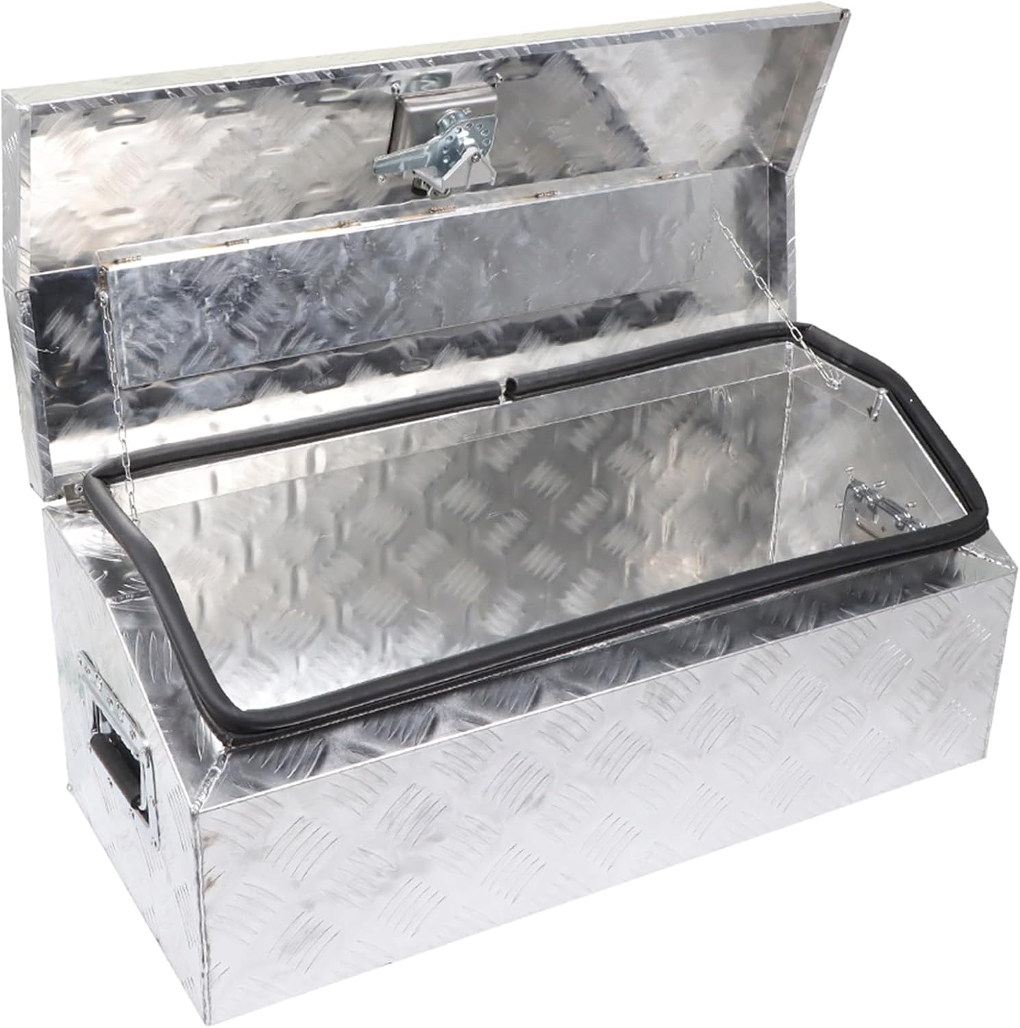 30 Aluminum Trailer Tool Box Chest box Pickup Truck Bed Storage Toolboxes Organizer Side Handle, Lock w/ 2 Keys, Silver