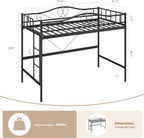 IDEALHOUSE Loft Bed Twin Size with Ladder & Full Safety Guardrail, Heavy Duty Metal Twin Loft Bed 400 Lbs Load Capacity, Space-Saving, Noise Free, No Box Spring Needed, Easy Assembly, Black