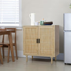 Finnhomy Sideboard Buffet Cabinet, Kitchen Storage Sideboard with Rattan Decorated Doors, Liquor Coffee Buffet, Dining Room, Hallway, Console Table, Accent Cabinet, 31.5X 15.8X 34.6 Inches, Natural