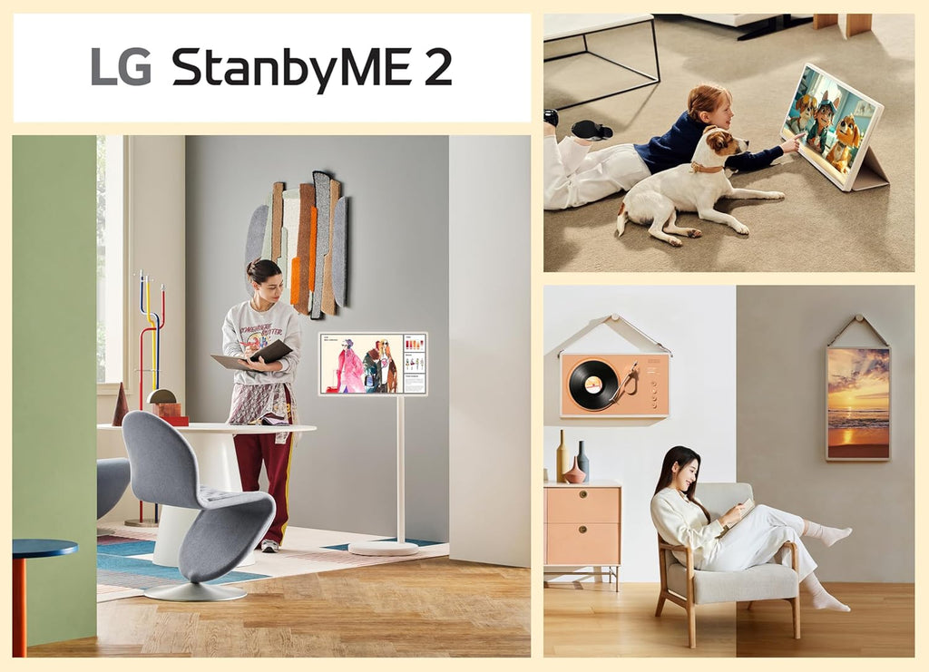 LG 27-Inch StanbyME 2 with Folio Cover  Portable Touch Screen  Dolby Vision  HDR10  Filmmaker Mode  Built-in Battery  Full Swivel Rotation (27LX6TYGA  2025)