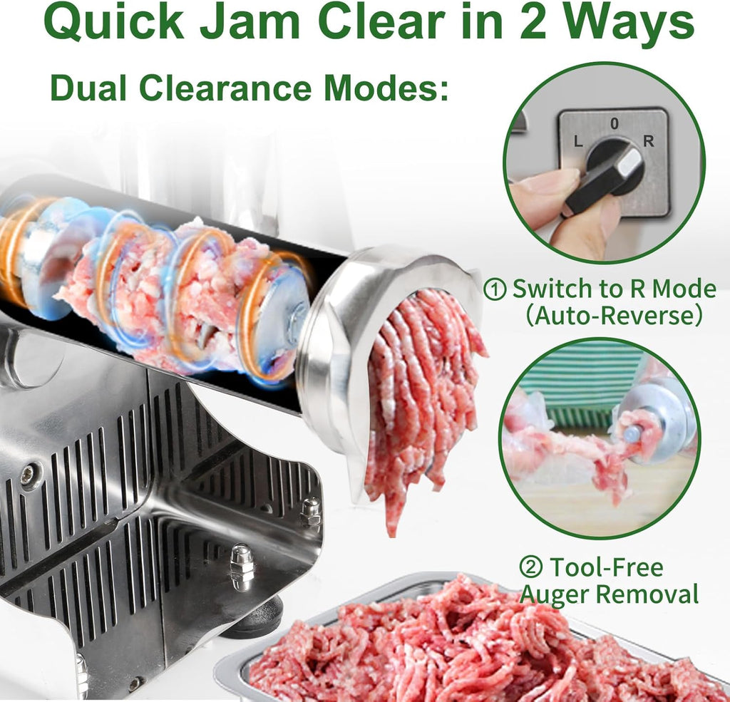 Meat Grinder Heavy Duty Electric,Commercial Meat Grinder #8 for Home Use Deer Processing Best Stainless Steel 2800W Max with 3 Grinding Plates 3 Sausage Stuffer Tubes 1 Pusher 2 Blades