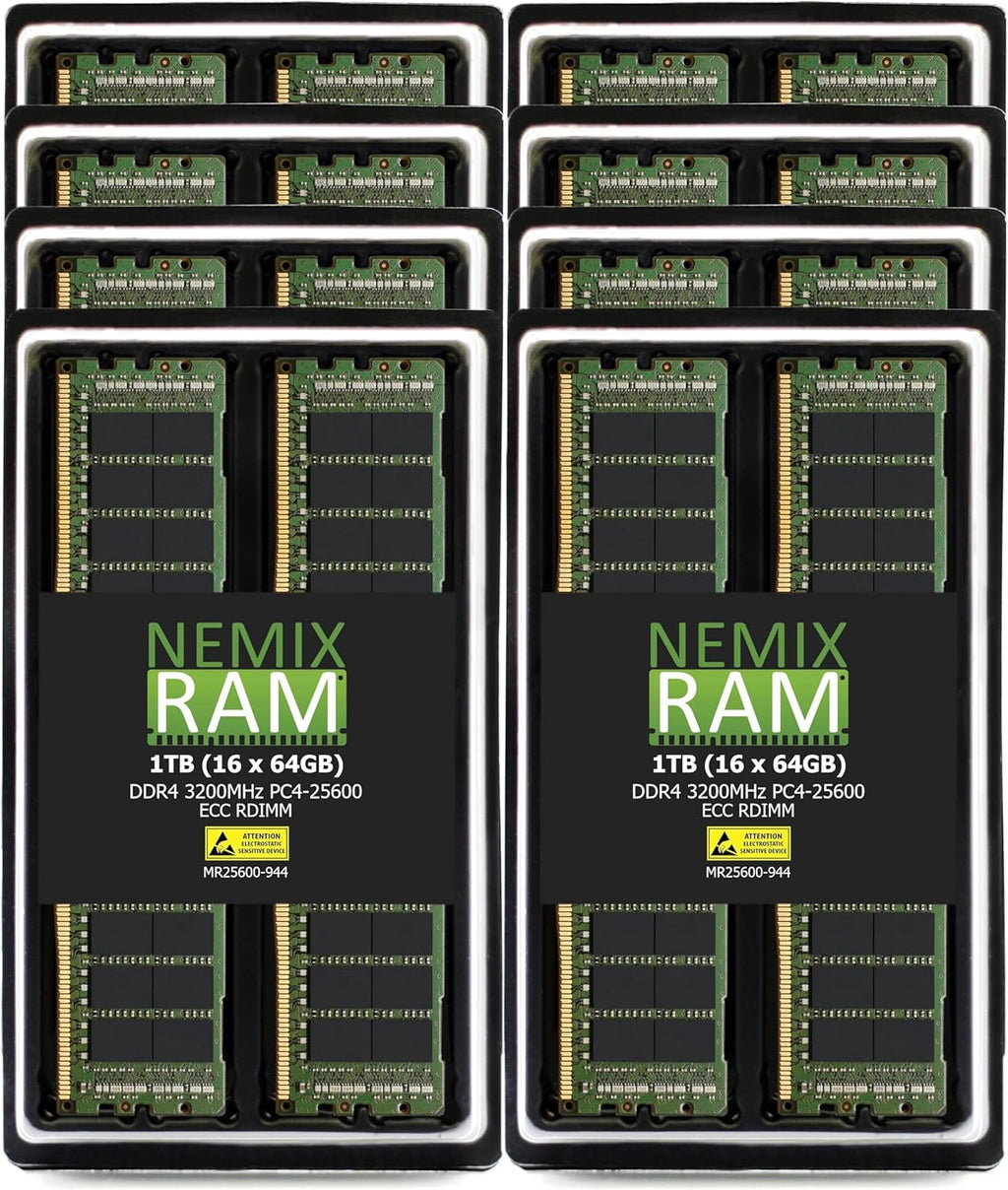 1TB 16X64GB DDR4 2666MHZ PC4-21300 4Rx4 1.2V CL19 288-PIN ECC RDIMM Registered RDIMM NEMIX RAM Server Memory KIT
