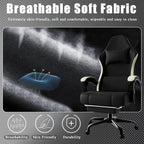 Gaming Chair, High Back Fabric Computer Chair with Pocketed Spring Cushion and Footrest, Height Adjustable Game Chair with Headrest and Lumbar Support (Beige & Black)