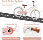 HONEY JOY Kids Bike, 12 14 16 18 20 Inch Toddler Bikes w/Training Wheels, Handbrake & Coaster Brake, Fully Enclosed Chain, Adjustable Handlebar & Seat, Kids Bicycle w/Basket, Girls Boys Bike 3-8