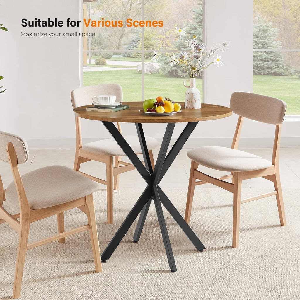 Vantic 31.5" Small Round Dining Table for 2-4, Round Kitchen Table for Small Spaces, Farmhouse Circle Dining Room Table for Kitchen and Living Room, Light Brown