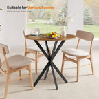 Vantic 31.5" Small Round Dining Table for 2-4, Round Kitchen Table for Small Spaces, Farmhouse Circle Dining Room Table for Kitchen and Living Room, Light Brown