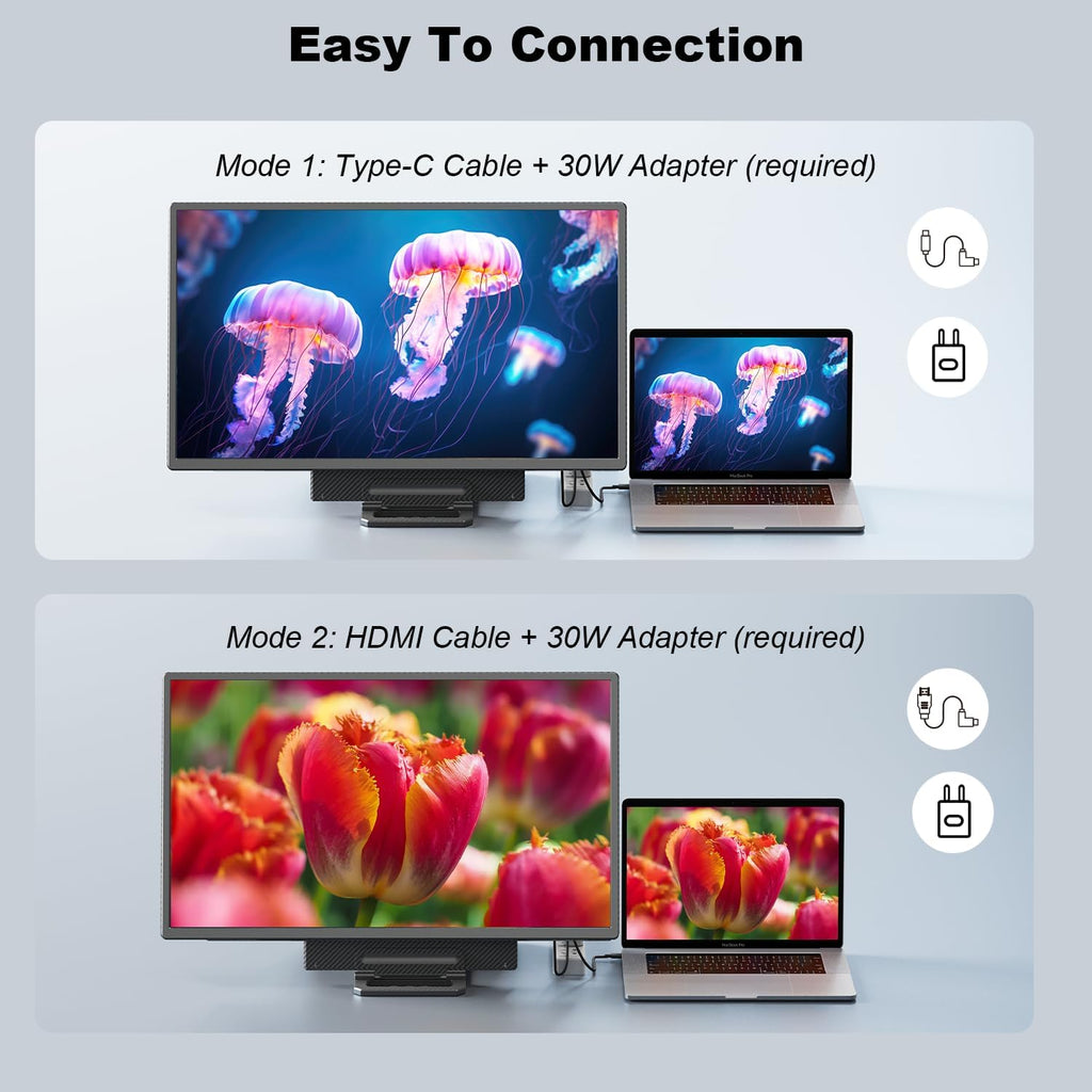 24" Large Portable Monitor  1080P FHD 100Hz Laptop Screen Extender  125% sRGB IPS Monitor Extender  USB C HDMI Office Gaming with Detachable Stand  Travel monitor for Window MAC Phone Xbox Switch