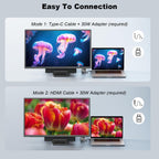 24" Large Portable Monitor  1080P FHD 100Hz Laptop Screen Extender  125% sRGB IPS Monitor Extender  USB C HDMI Office Gaming with Detachable Stand  Travel monitor for Window MAC Phone Xbox Switch